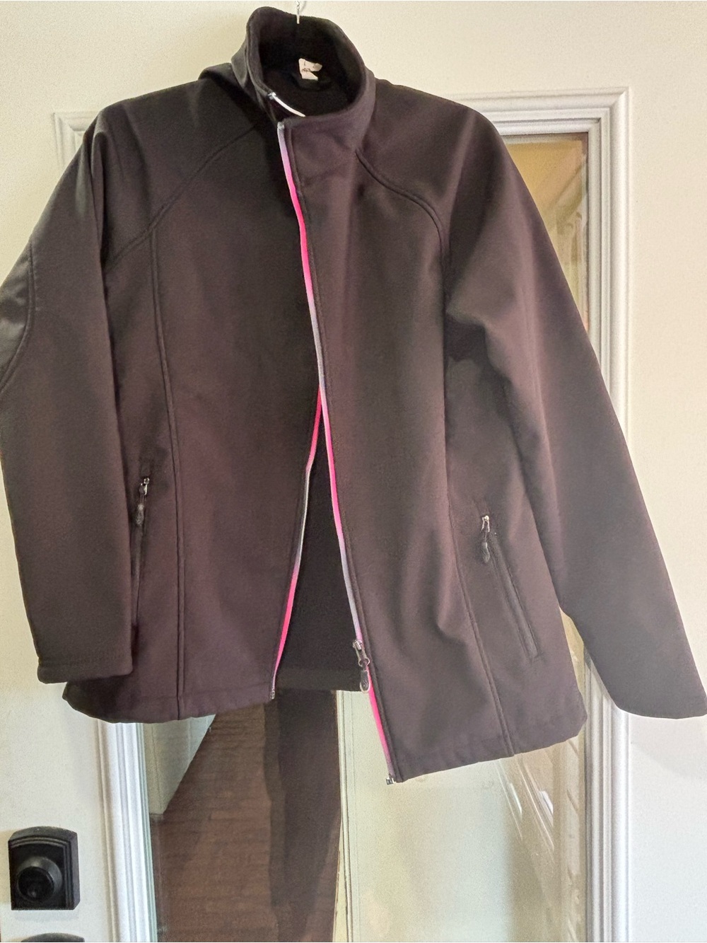 Ideology Dark Brown Utility Jacket with Pink Zipper Trim